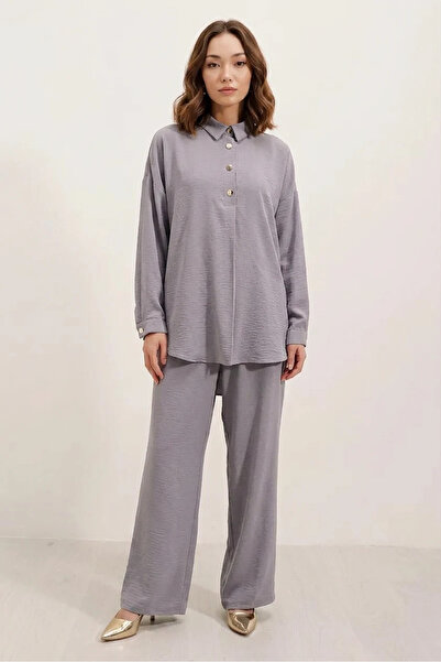 buğrahayalin Women's Buttoned Oversize Gray Suit