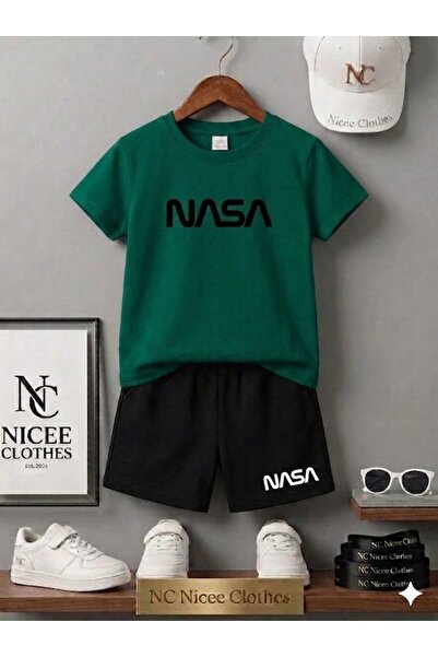 NC Nicee Clothes Summer Children's T-Shirt Shorts Unisex (Black with Large Na...
