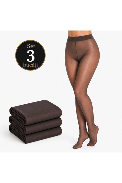 Penti Set 3 Dresuri Damă Super 15 DEN, Ultra Fine Mate, Negru, Vârf Întărit