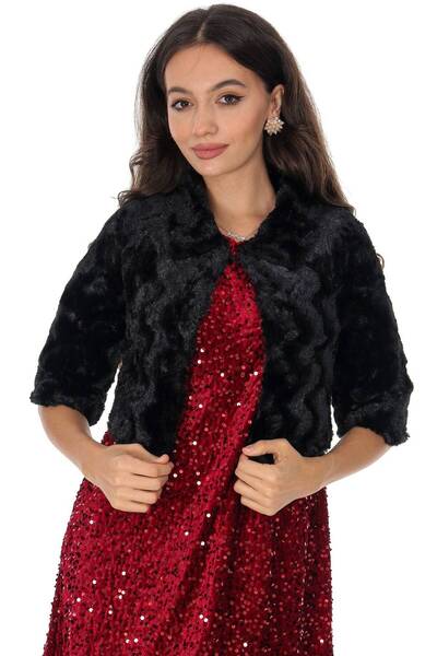 ROHBOUTIQUE Bolero scurt din blană artificială, negru, Aimelia JR674
