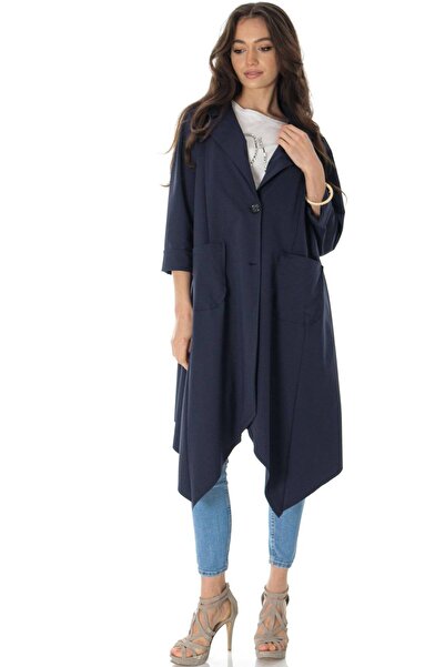 ROHBOUTIQUE Chic asymmetrical coat in Navy Aimelia JR641