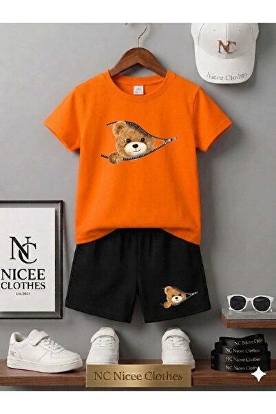 NC Nicee Clothes Summer Children's T-Shirt Shorts Unisex (Fermarii Open Bear ...