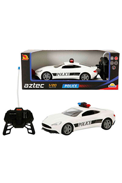 Suncon 1:20 Aztek Işıklı Uzaktan Kumandalı Polis Arabası - Beyaz-1