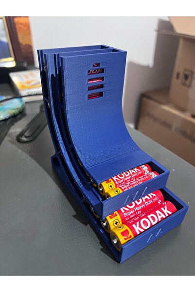 Kaydıraklı Pil Kutusu - AA Kalem ve AAA İnce Pil Düzenleyici Organizer Stand