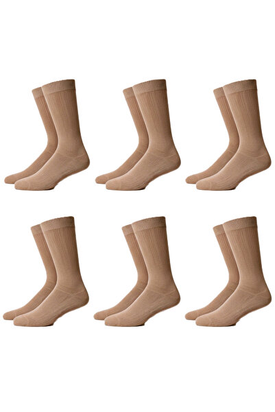 Generic Men's Beige Socks - Comfortable, Moisture-Wicking, 6 Pairs, One Size