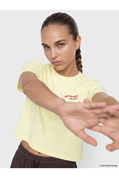 LC Waikiki Nevavm Embroidered Soft Touch Women's Sports T-Shirt with Difference