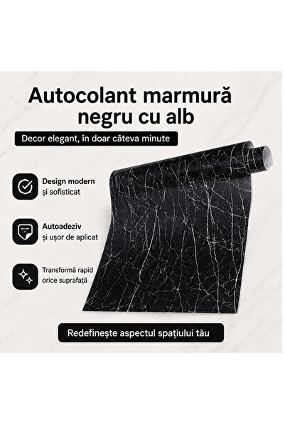 OEM Black Marble Self-Adhesive Film 60x300cm for Furniture