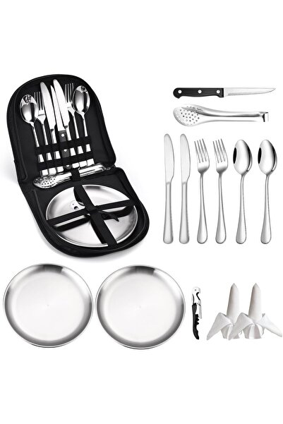 Arabest Camping Silverware Kit,Cutlery Organizer,Utensil Picnic Set,Stainless...
