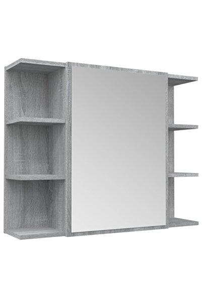 vidaxl Dulap de baie cu oglindă gri sonoma 80x20,5x64 cm lemn compozit