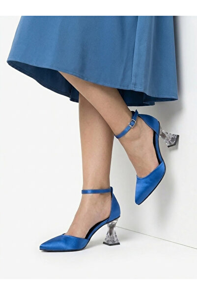 Ayalbuzenne Barlemet Blue Satin Slit Hem Heel Length 8.0