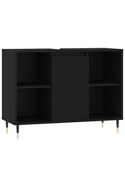 vidaxl Bathroom cabinet, black, 80x33x60 cm, composite wood