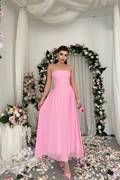 Caddebostan Moda Women's Strapless Evening Dress Stylish Event and Graduation...