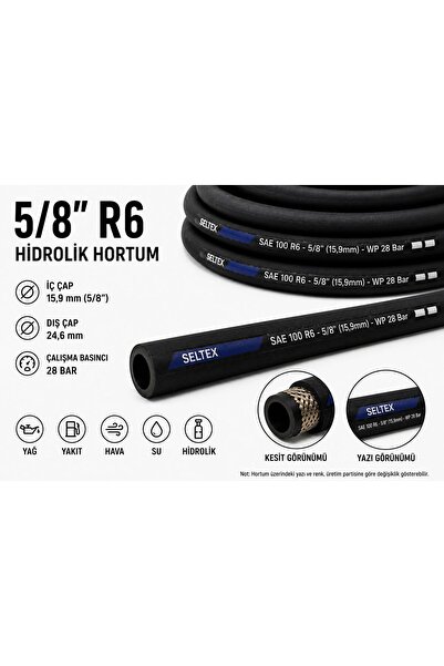 SELL 5/8" SAE 100 R6 Hidrolik Hortum Yağ Hava Yakıt Hortumu 1 Metre