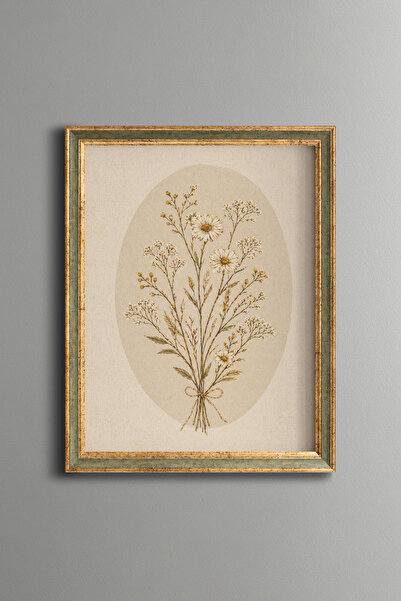 epiqart Daisy and Wildflower Bouquet - Vintage Patterned Frame - Slim Model