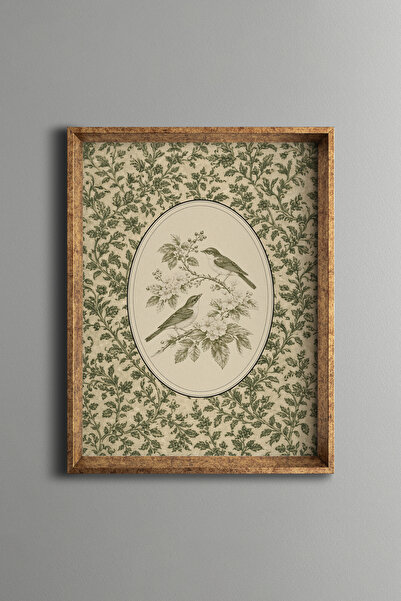 epiqart Elegant Bird and Flower Composition - Vintage Patterned Frame - Slim ...