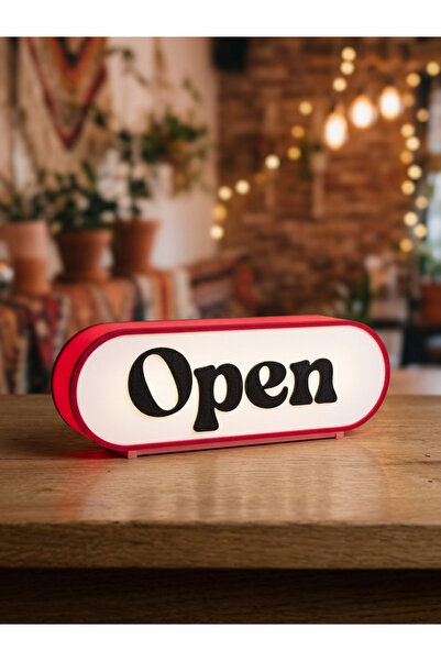 Dekor atolyem Open Yazılı Işıklı Led Tabela Lambası - Cafe, Nail Stüdyo, Tatt...