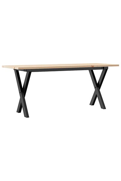 vidaxl Masă de cafea, cadru X, 110x40x45 cm, lemn masiv pin și Oţel