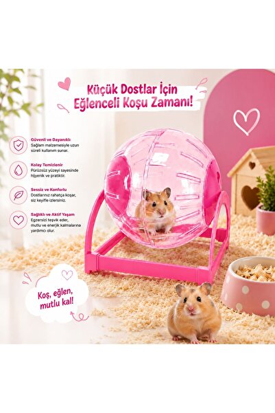 cdk Hamster Koşu Topu Şeffaf Egzersiz ve Oyun Topu Pembe 18 cm