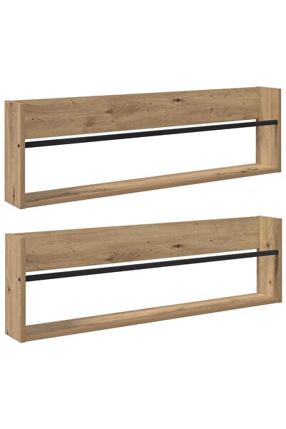 vidaxl Raft pentru reviste 2 pcs Stejar Artizanal 100 x 12 x 30 cm