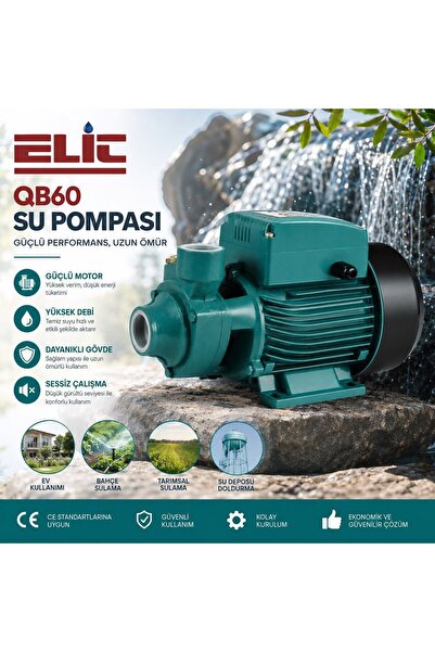 Elit 100% Bakır Sargı Qb 60 0.75 Hp 0.5kwsu Motoru Su Pompası Dinamo 220v
