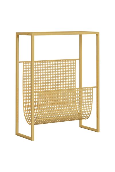 vidaxl Raft de reviste, auriu, 35x15x45 cm, oțel