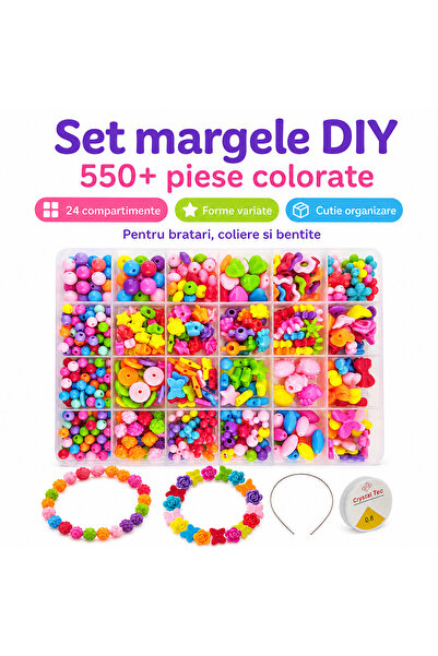 iTin Set 550 Margele DIY pentru Copii, Jucarie Creativa pentru Bratari si Acc...