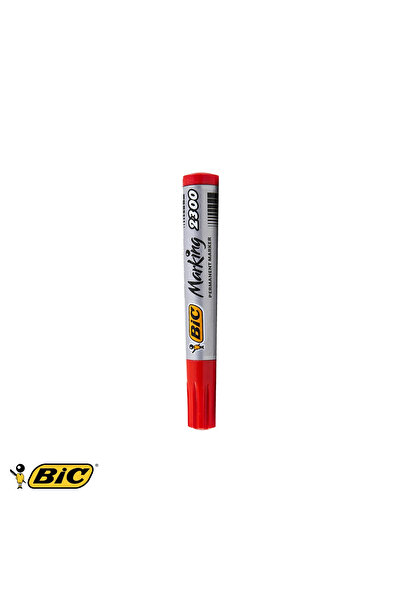 Bic Marker permanent 2300, vârf teșit, cerneală roșie rezistentă, pentru mult...