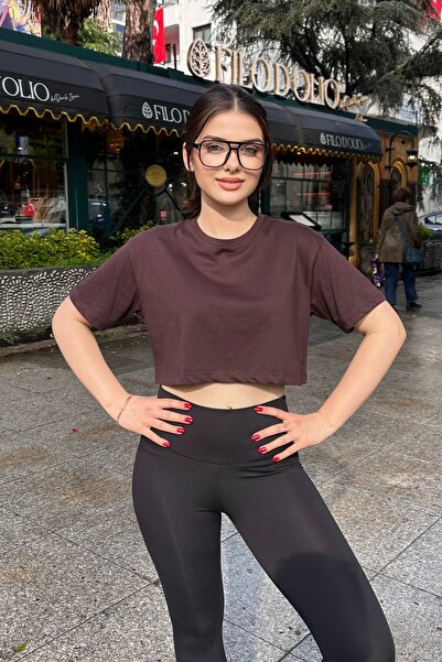XELA Women's Crew Neck Half Sleeve Suprem Fabric Basic Crop Blouse
