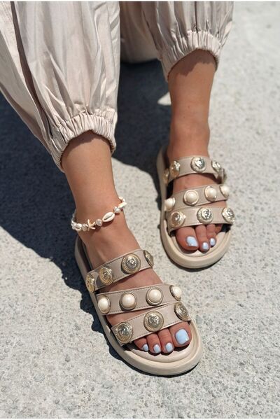 I Love Shoes Papuci de damă din piele mată bej Carven