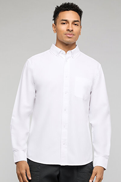 R&B Pocket Front Shirt with Button-Down Collar and Long Sleeves
