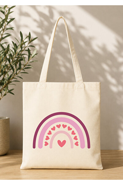 Eylül Design Vintage Boho Patterned Printed Raw Fabric Bag Organic Tote Bag