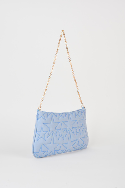 Vivaq Women's Dalya Baby Blue Star Embroidered Lined Zipper Closure Baguette ...