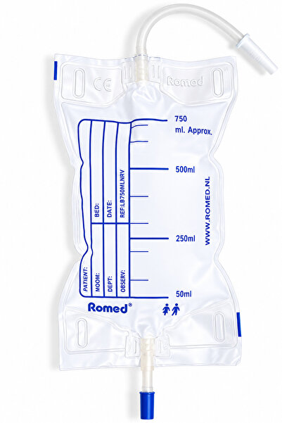Romed Pungă urinară de picior 750 ml, sterilă, cu valvă anti-retur și robinet