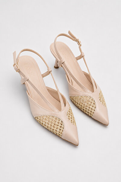 Women Lay-z Women's Straw Detailed Pointed Toe 5.5 cm Heeled Slingback Shoes
