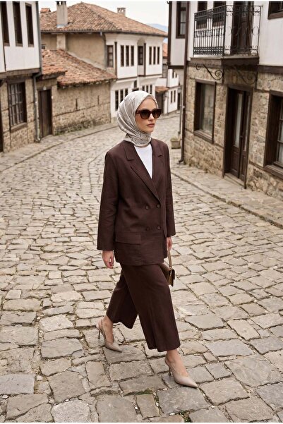 Armine TREND Double-Breasted Collar Trousers Suit with Skirt Hem Garnish Deta...