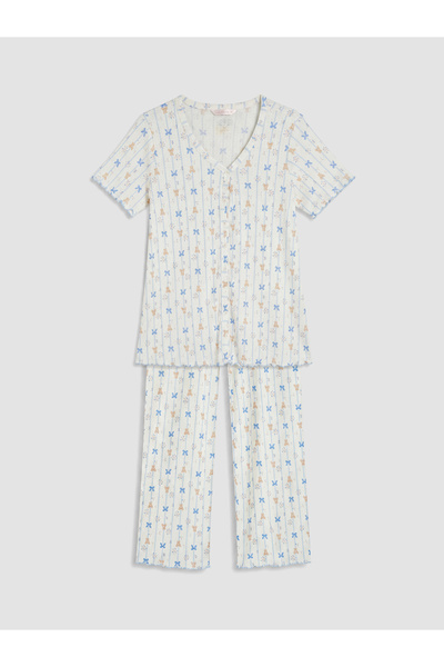 LC Waikiki Set de pijamale de maternitate imprimate cu decolteu în V
