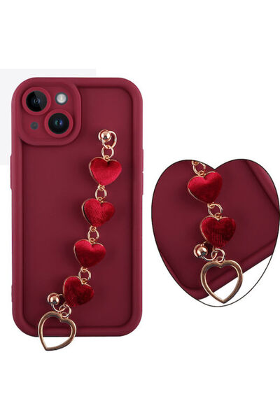 Other Volte-Tel Hearts Θήκη Πλάτης Σιλικόνης με Λουράκι Μπορντό (iPhone 14) Κ...