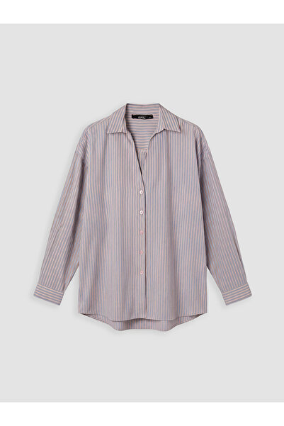 LC Waikiki Pink Striped Modal Blend Women's Shirt
