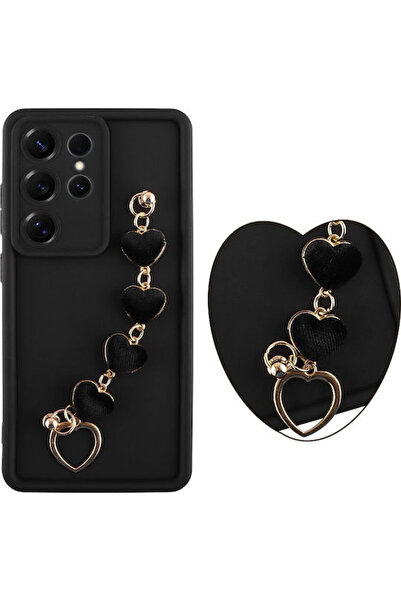 Other Volte-Tel Hearts Θήκη Πλάτης Σιλικόνης με Λουράκι Μαύρο (Galaxy S25 Ultra)
