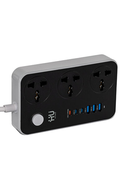 HU HAPPY USER Universal Power Socket 2500W – Multi Plug Extension with 20W US...