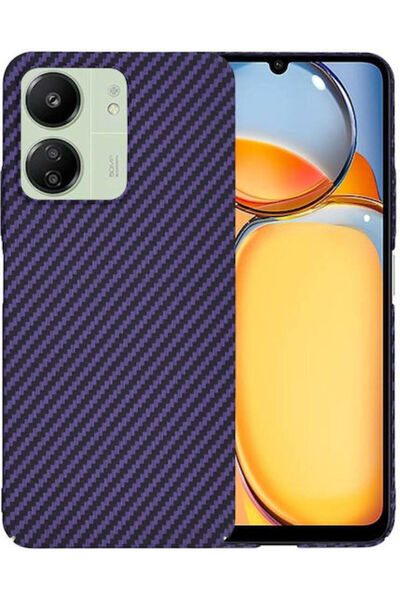 Techsuit Πίσω Κάλυμμα Σιλικόνης Μωβ με Υφή Άνθρακα (Xiaomi Redmi 13C, Poco M6)