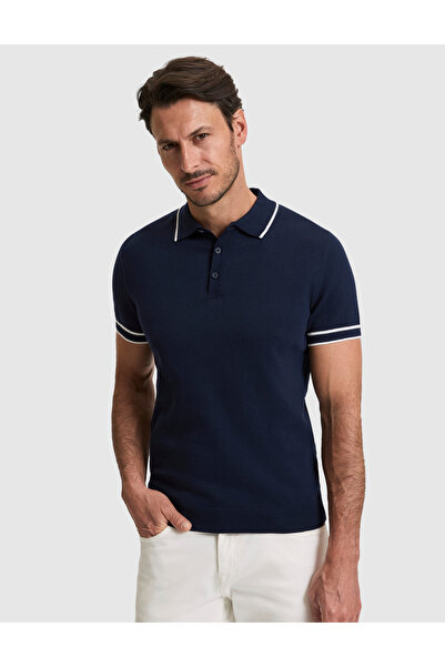 Pierre Cardin Lacivert Slim Fit Polo Yaka Düğmeli Triko Tişört 50320831-VR033