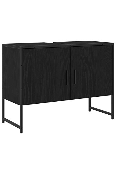 vidaxl Dulap pentru Chiuveta de Baie Stejar Negru 80 x 30 x 60 cm
