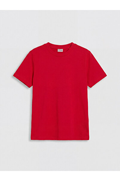 LC Waikiki Vizyon New Season Red Crew Neck Short Sleeve Boys' T-Shirt