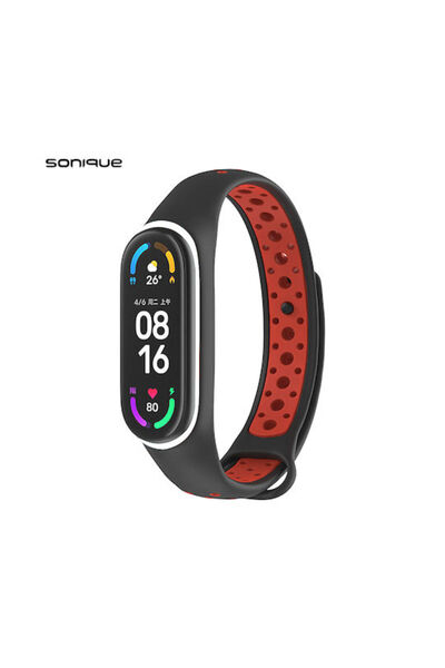 Other Λουράκι Σιλικόνης Sonique Sport με Πείρο Μαύρο / Κόκκινο (Mi Band 3/Mi ...