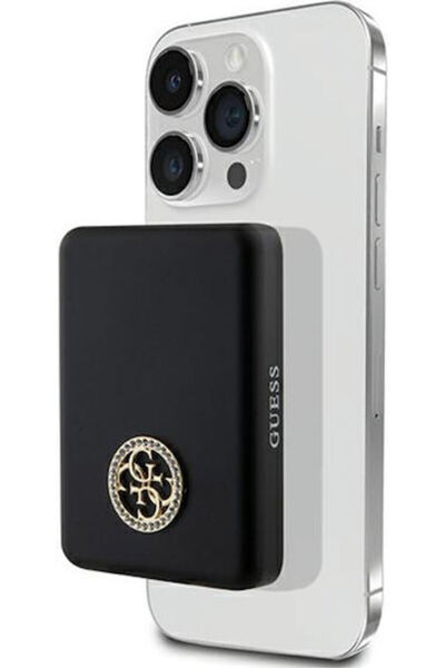 Guess Μεταλλικό Λογότυπο MagSafe Power Bank 3000mAh 5W Μαύρο