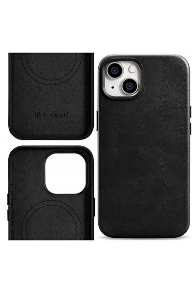 ICARER Husă din piele premium cerată cu ulei pentru iPhone 14 Plus, compatibi...