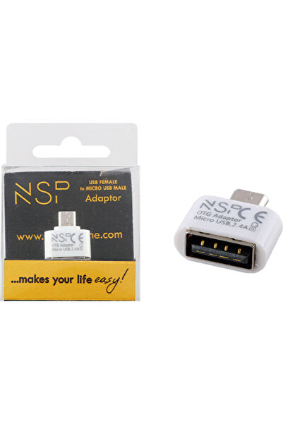 NSP Μετατροπέας micro USB αρσενικό σε USB-A θηλυκό Λευκό 1 τεμάχιο