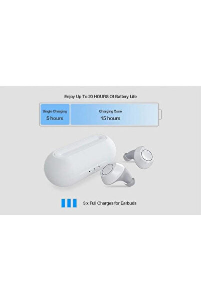 Jabees BNA2 Ενδοωτικά ακουστικά Bluetooth Handsfree με θήκη φόρτισης, Λευκά