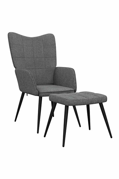 vidaxl Scaun de relaxare cu taburet, gri închis, textil
